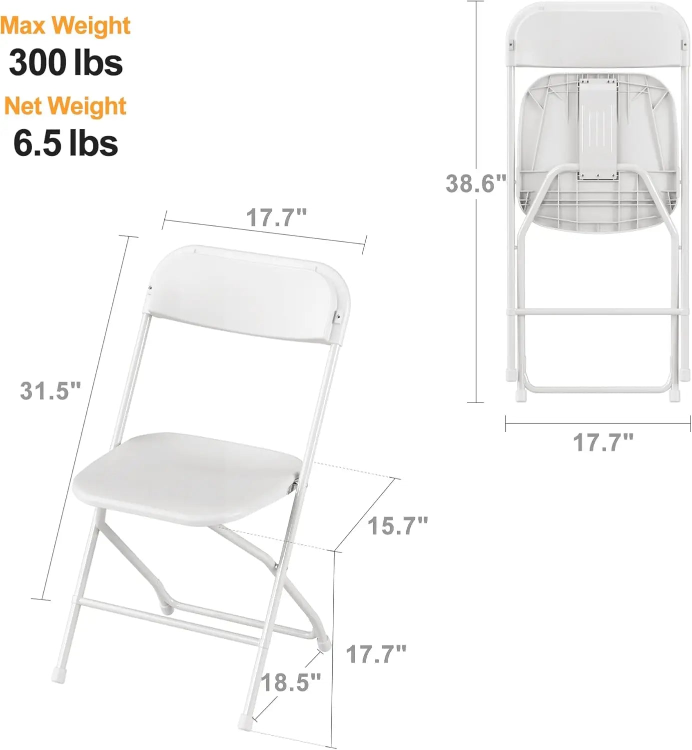 10 Pack Plastic Folding Chair