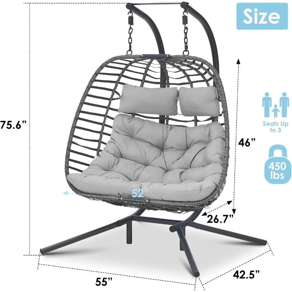 Double Swing Egg Chair 2 People, Indoor Outdoor