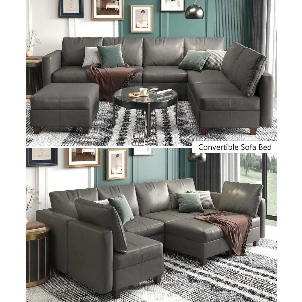 Living Room Sofas with Reversible Chaises and Storage, Sectional L Shaped Couch