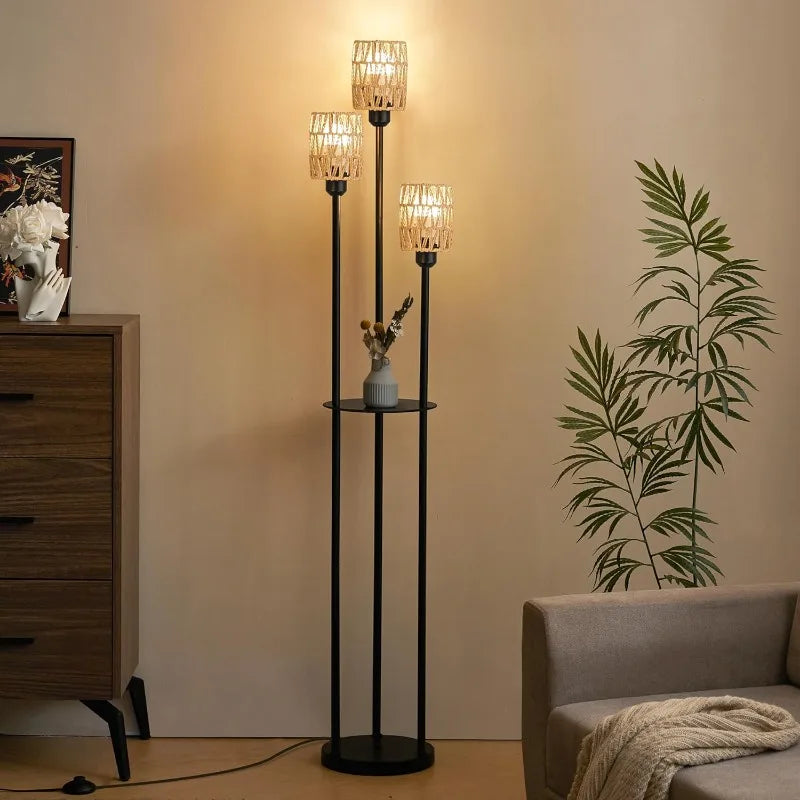 65" Floor Lamp for Living Room with Shelves