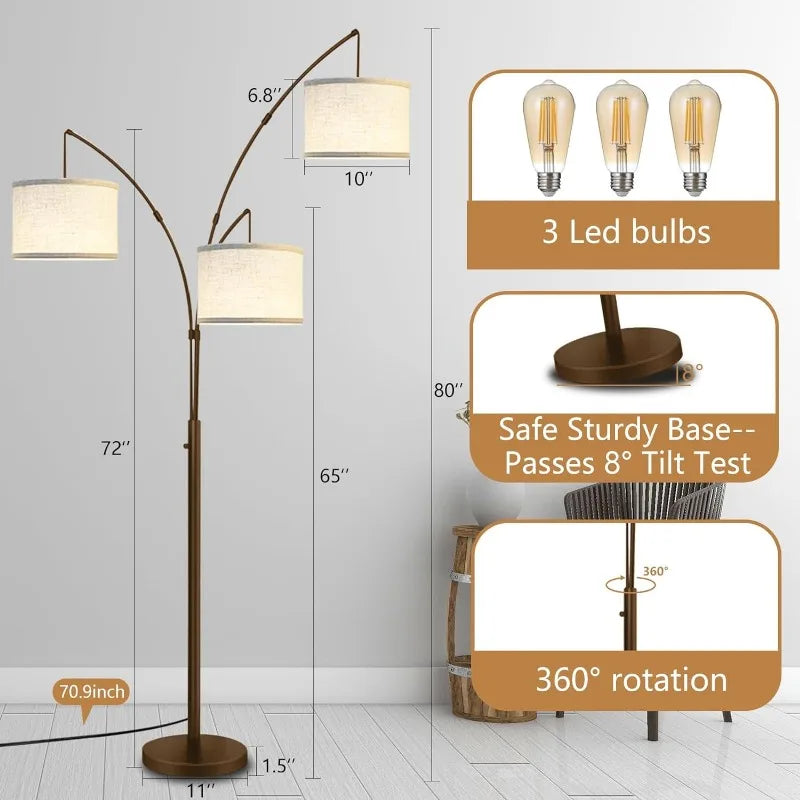 Floor Lamps for Living Room-Modern 3 Lights