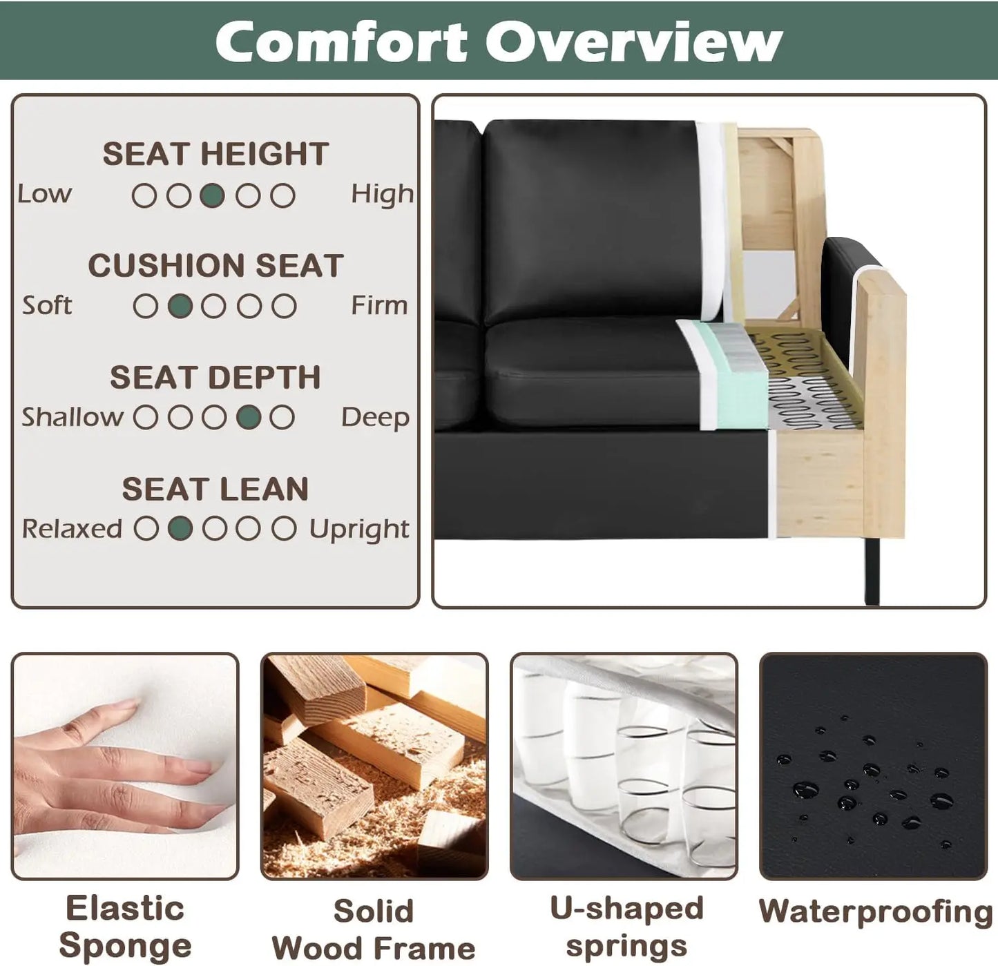 Sectional Sofa, Loveseat/Sofa/Set with USB & Accent Chair