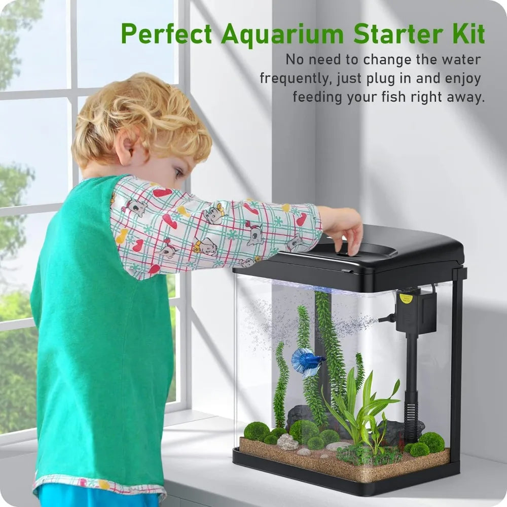 Fishbowl 3 in 1 Fish Tank with Filter and Light 2 Gallon Glass