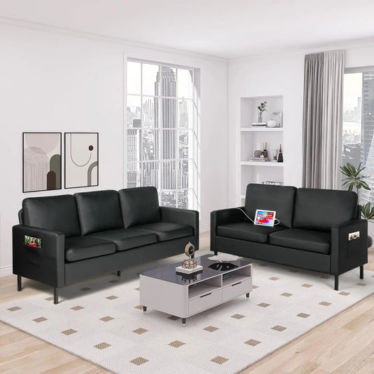 Sectional Sofa, Loveseat/Sofa/Set with USB & Accent Chair