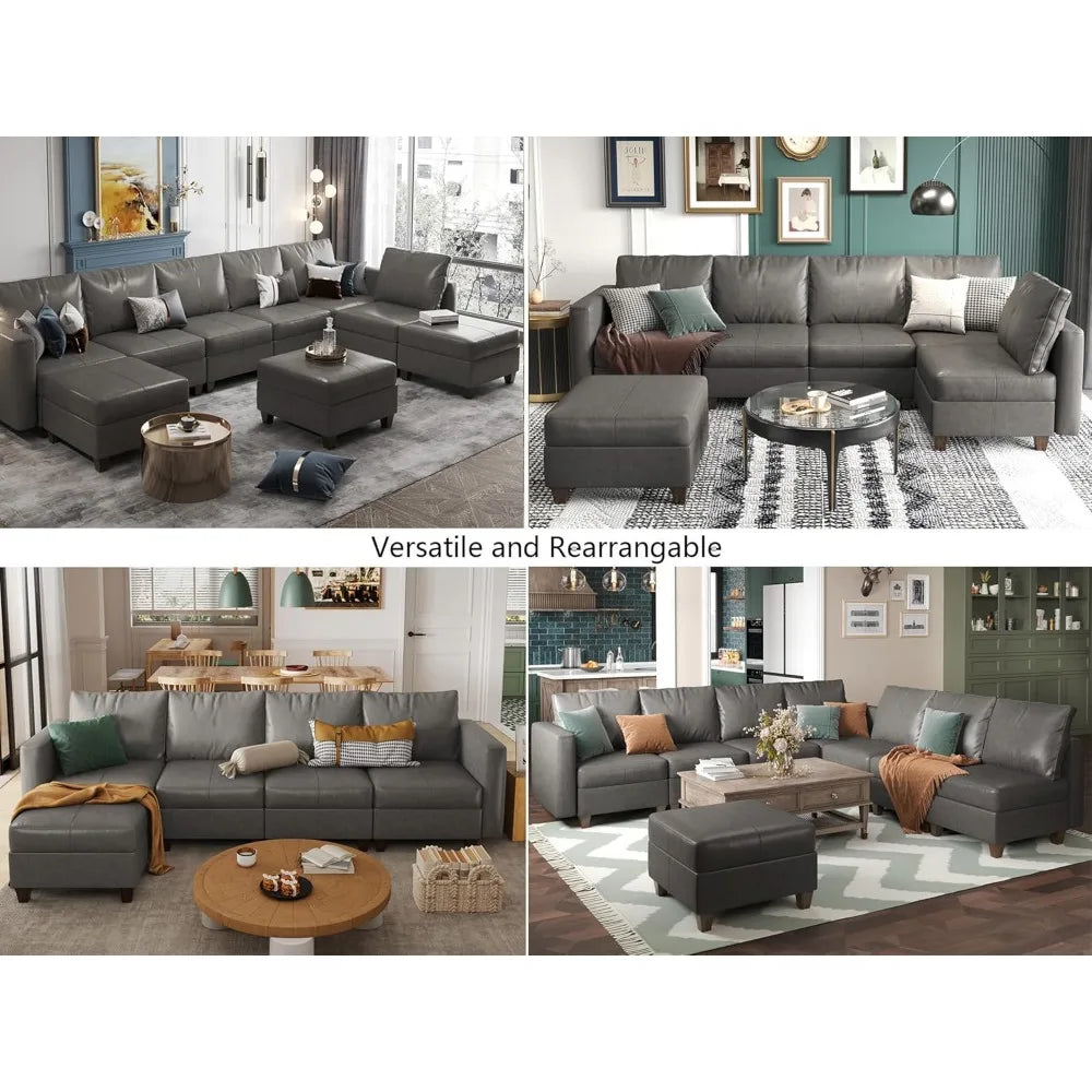 Living Room Sofas with Reversible Chaises and Storage, Sectional L Shaped Couch