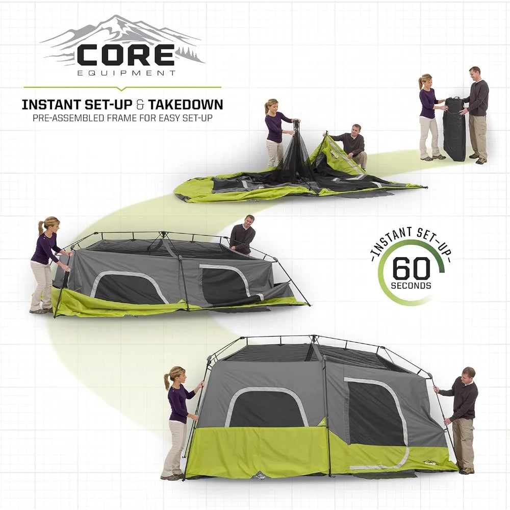 9 Person Instant Cabin Tent - 14' x 9', Green