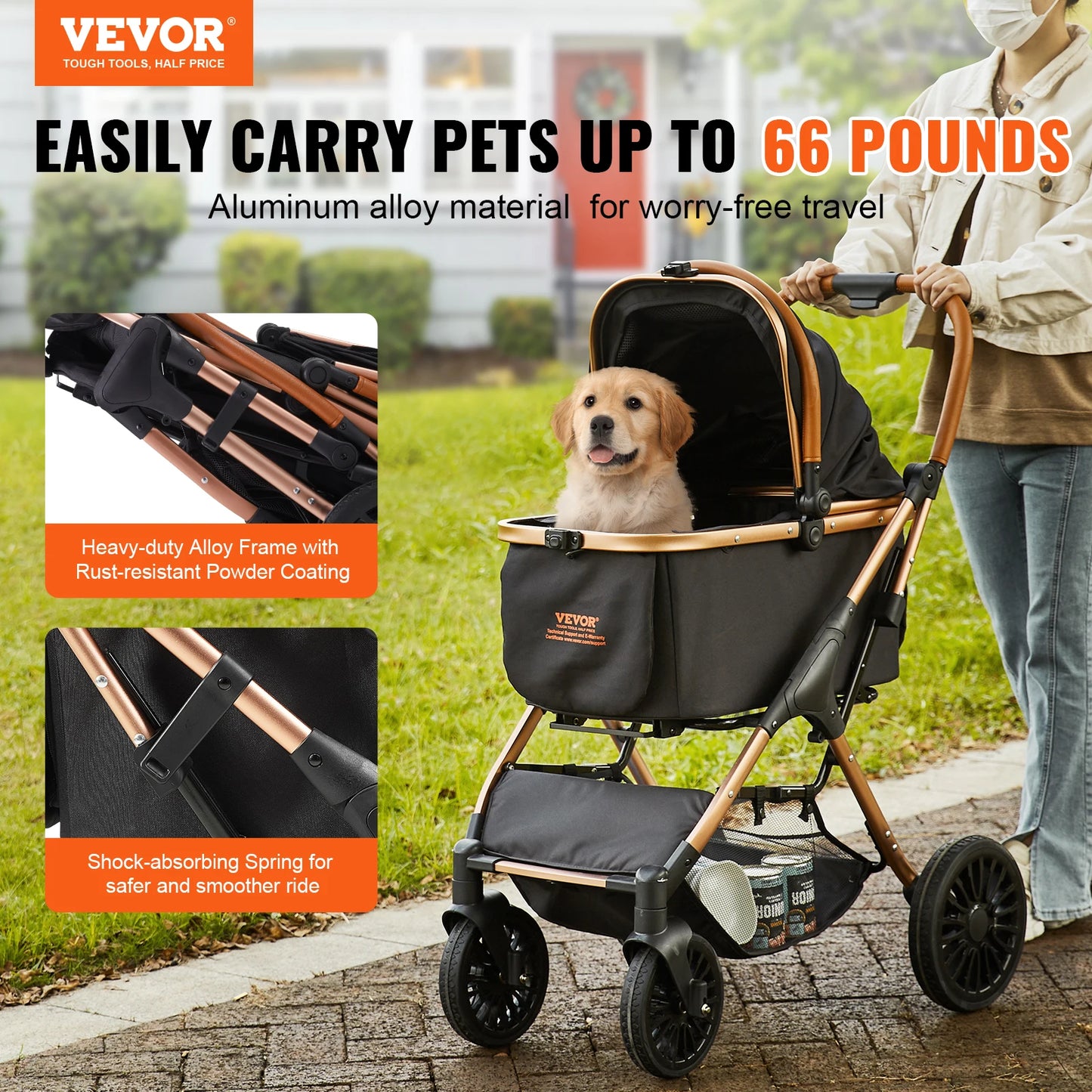 Pet Stroller Foldable Dog Puppy Stroller