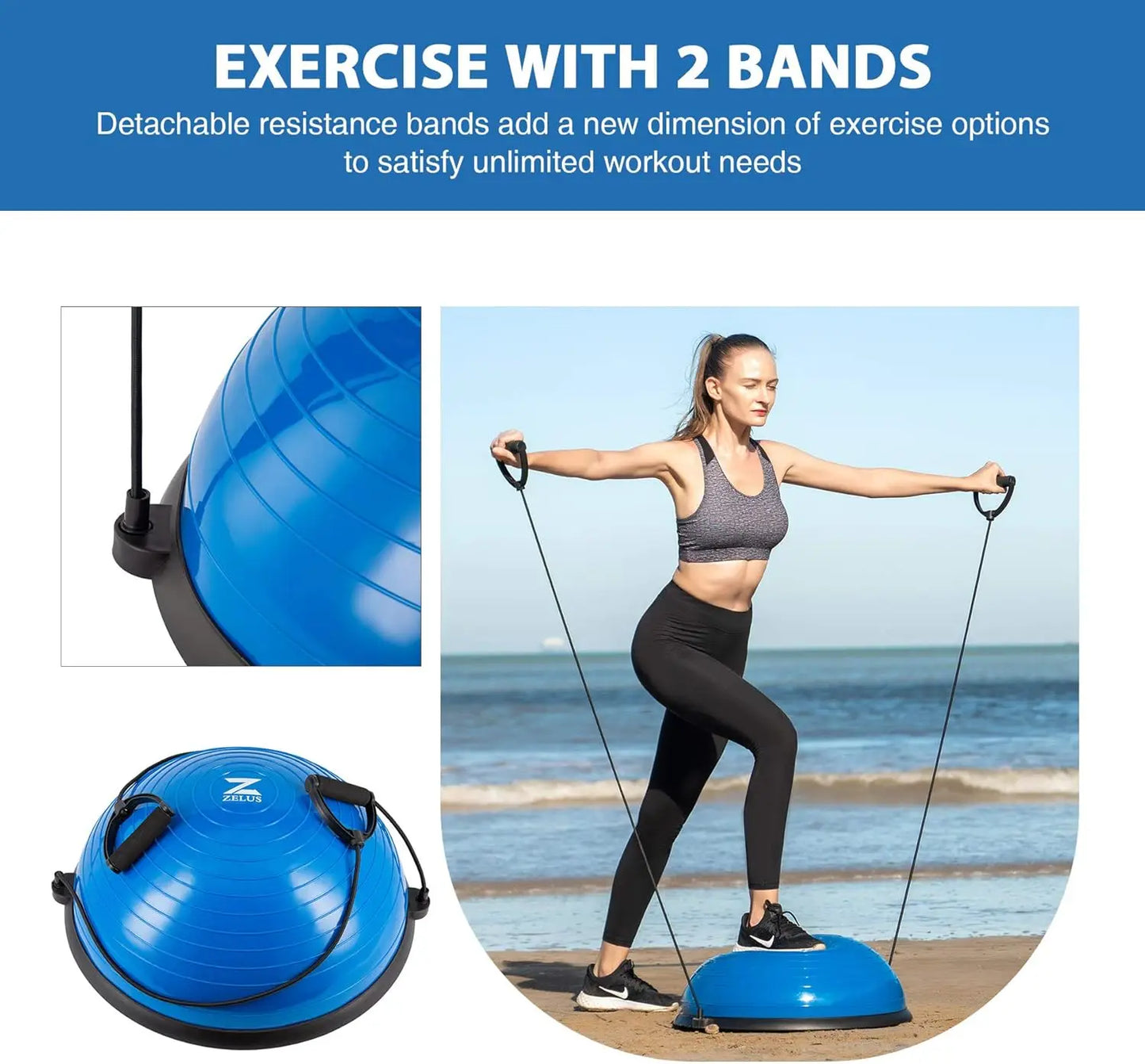 Balance Ball with Resistance Bands and Foot Pump, Yoga Ball