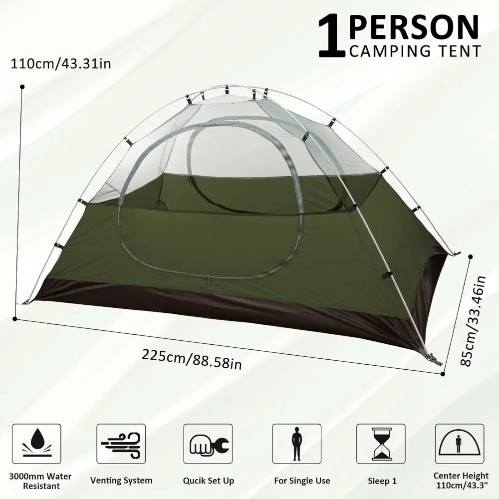 Camping Tent 1 Person Waterproof Easy Setup Lightweight