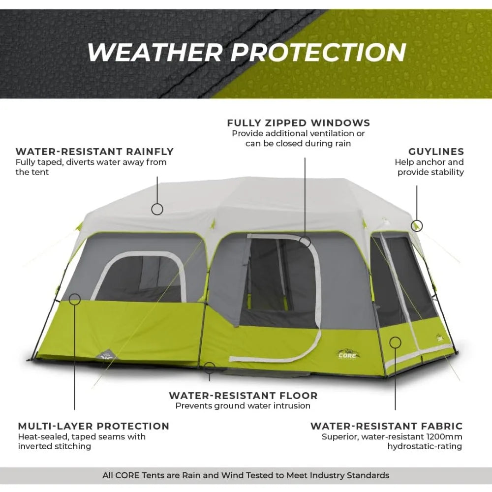 9 Person Instant Cabin Tent - 14' x 9', Green