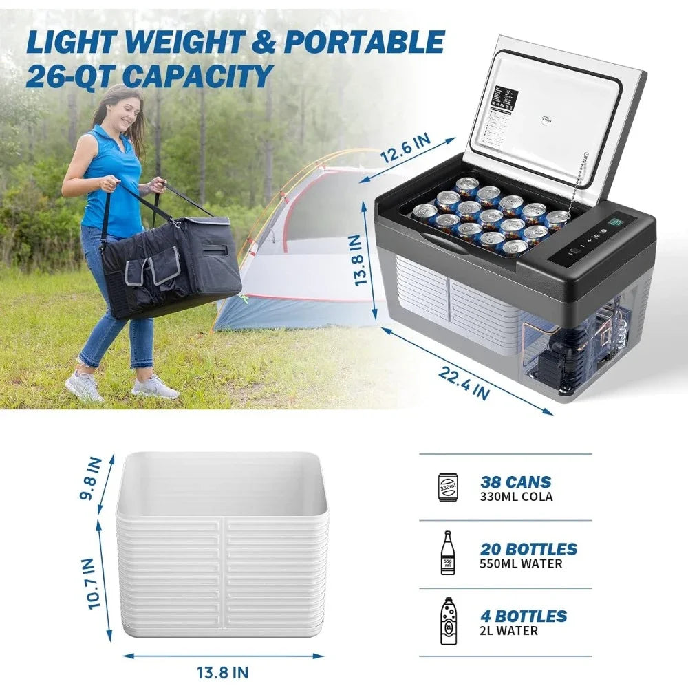 Portable Refrigerator Freezer, Electric Cooler for Camping, Road Trip